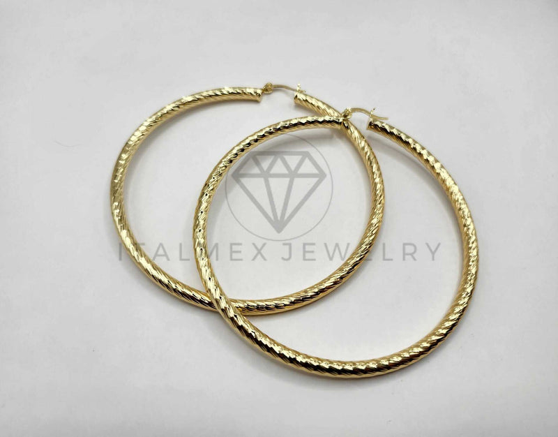 Arracada de Lujo - 106396 - Coqueta Rayadas - 80 mm Oro Laminado 18K