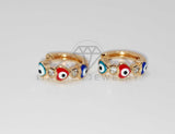 Broquel de Lujo - 106397 -  Huggie Corazones de Ojo Turco y CZ Oro Laminado 18K