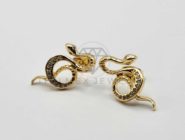 Broquel de Lujo - 106399 - Arete Serpiente CZ Oro Laminado 18K