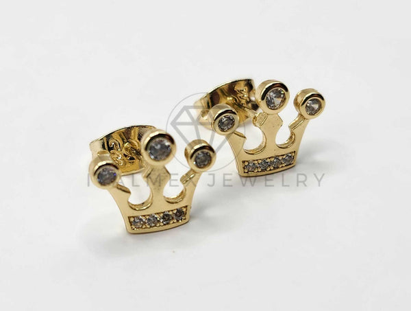 Broquel de Lujo - 106400 - Arete Corona CZ Oro Laminado 18K