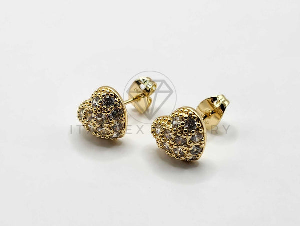 Broquel de Lujo - 106402 - Arete Corazon CZ Oro Laminado 18K
