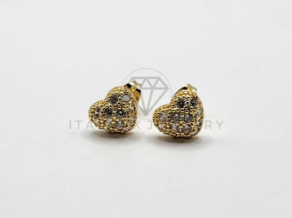 Broquel de Lujo - 106402 - Arete Corazon CZ Oro Laminado 18K