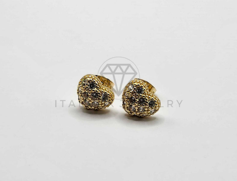 Broquel de Lujo - 106402 - Arete Corazon CZ Oro Laminado 18K