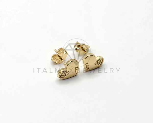 Broquel de Lujo - 106403 - Arete Corazon LOVE CZ Oro Laminado 18K