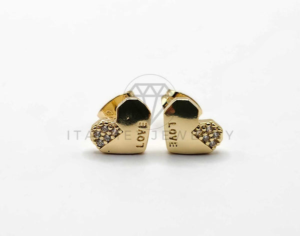 Broquel de Lujo - 106403 - Arete Corazon LOVE CZ Oro Laminado 18K