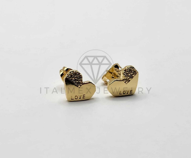 Broquel de Lujo - 106403 - Arete Corazon LOVE CZ Oro Laminado 18K