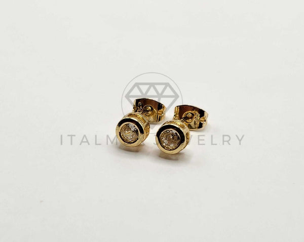 Broquel de Lujo - 106405 - Arete Circular de Circonia Cúbica Oro Laminado 18K