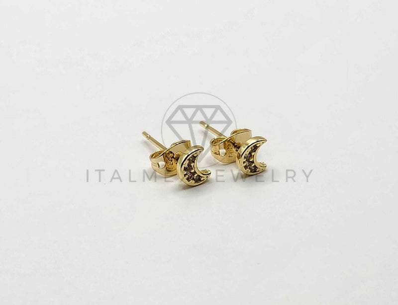 Broquel de Lujo - 106406 - Arete Luna CZ Oro Laminado 18K