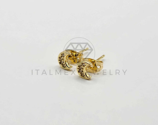 Broquel de Lujo - 106406 - Arete Luna CZ Oro Laminado 18K
