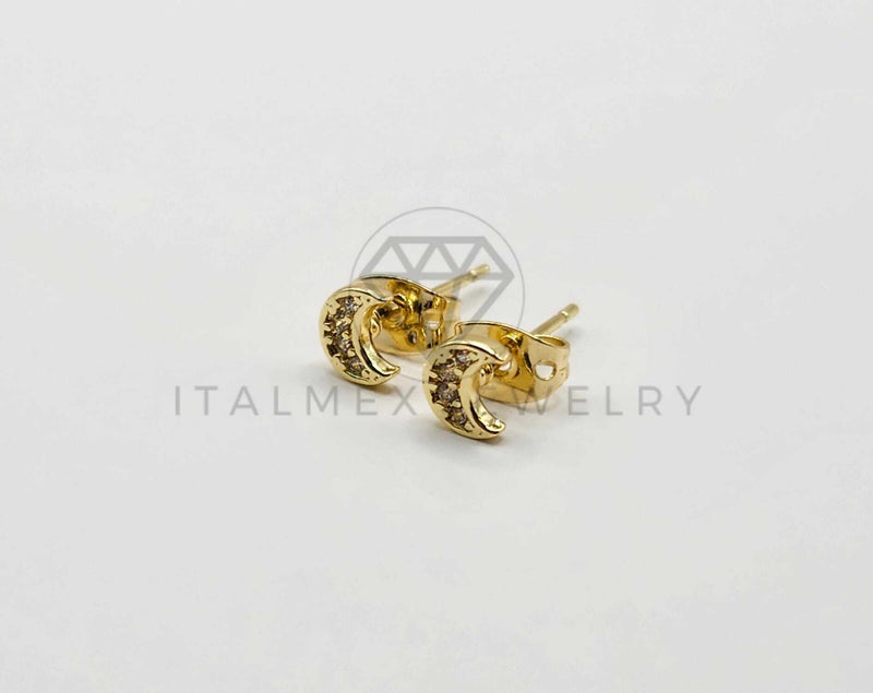 Broquel de Lujo - 106406 - Arete Luna CZ Oro Laminado 18K
