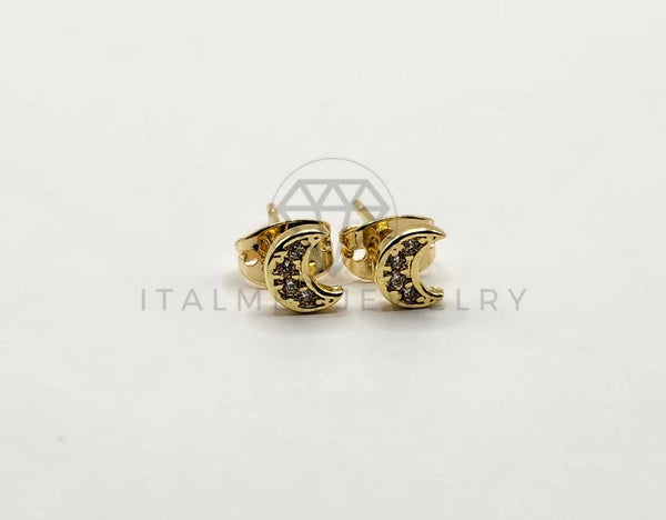 Broquel de Lujo - 106406 - Arete Luna CZ Oro Laminado 18K