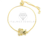 Pulsera Ajustable - 106409 - Pulsera Oso CZ Clara - Oro Laminado 18K