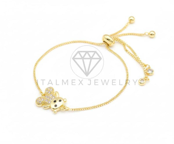 Pulsera Ajustable - 106409 - Pulsera Oso CZ Clara - Oro Laminado 18K