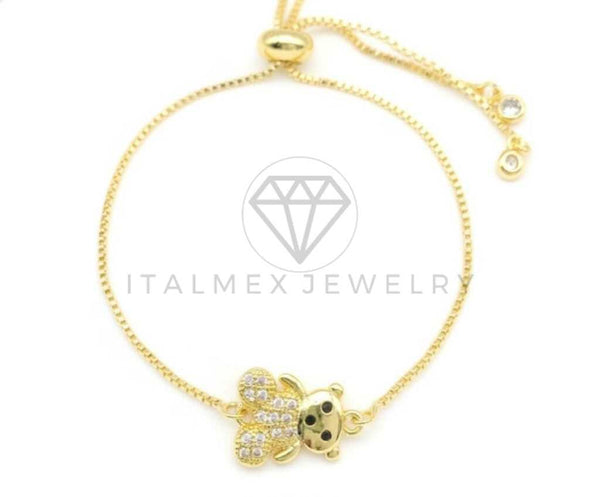 Pulsera Ajustable - 106409 - Pulsera Oso CZ Clara - Oro Laminado 18K