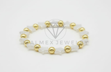 Pulsera de Lujo- 106410 - Pulsera Estrella Perla y Bolas Oro Laminado 18K