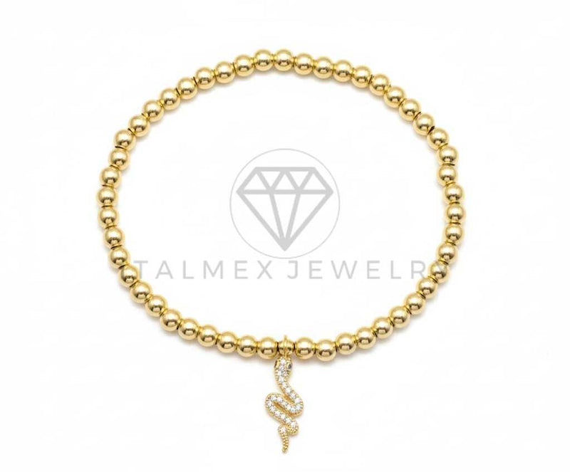 Pulsera de Lujo- 106411 - Pulsera Serpiente CZ Clara Oro Laminado 18K