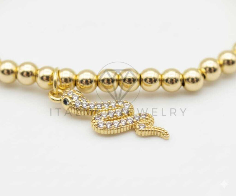 Pulsera de Lujo- 106411 - Pulsera Serpiente CZ Clara Oro Laminado 18K