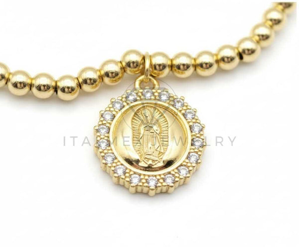 Pulsera de Lujo- 106412 - Pulsera Virgen de Guadalupe CZ Clara - Oro Laminado 18K