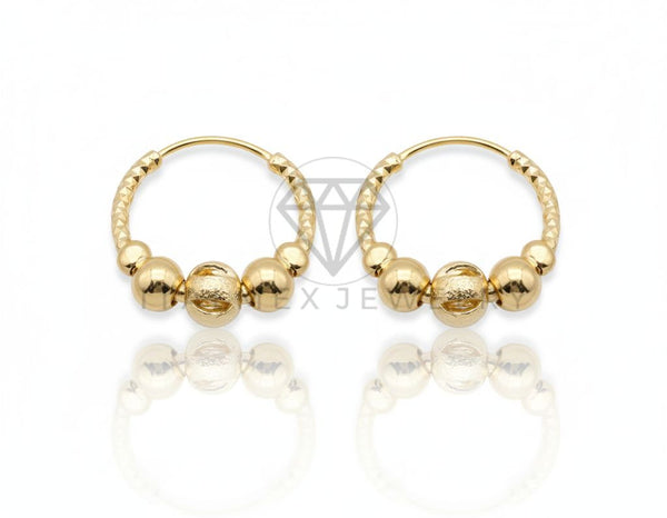 Arete de Lujo - 106698 - Arracada de Bolitas - Oro Laminado 18K