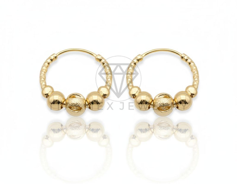 Arete de Lujo - 106698 - Arracada de Bolitas - Oro Laminado 18K