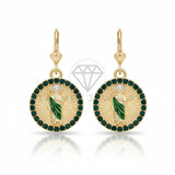 Arete de Lujo - 106700 - Arete San Judas CZ Verde - Oro Laminado 18K