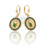 Arete de Lujo - 106700 - Arete San Judas CZ Verde - Oro Laminado 18K