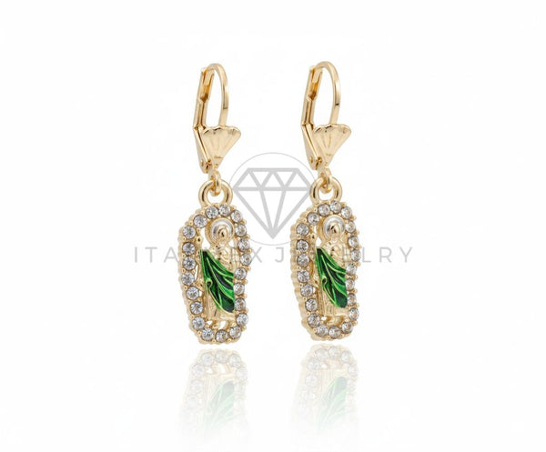 Arete de Lujo - 106703 - Arete San Judas CZ Clara - Oro Laminado 18K
