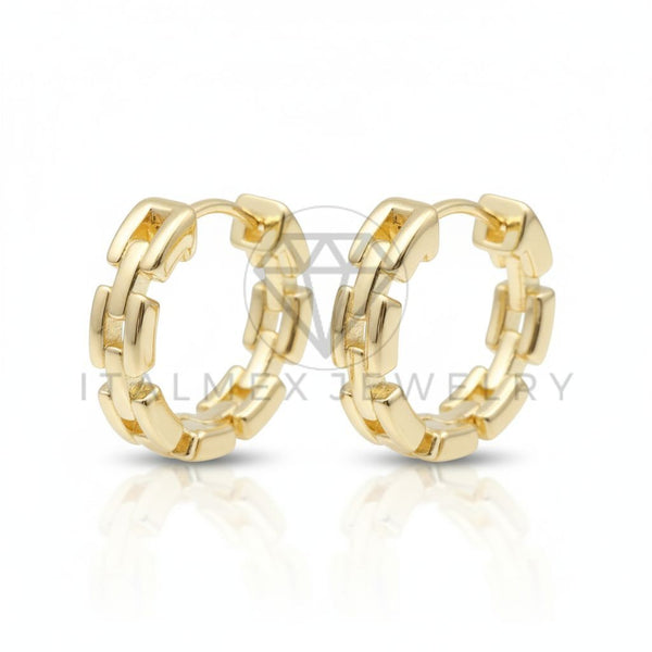 Arete de Lujo - 106715 - Huggie Estilo Link Diseñador - Oro Laminado 18K