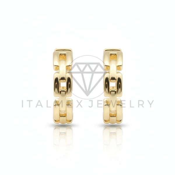 Arete de Lujo - 106715 - Huggie Estilo Link Diseñador - Oro Laminado 18K
