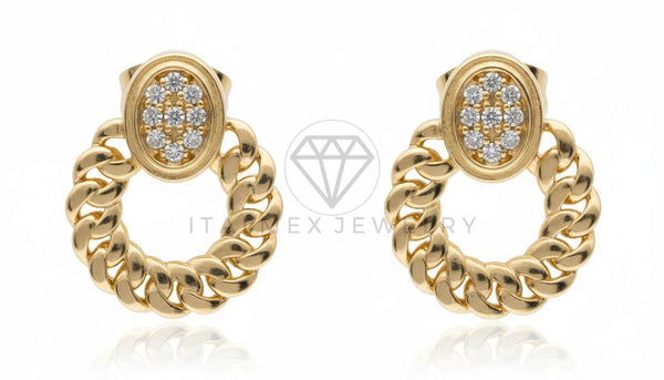 Arete de Lujo - 106716 - Aretes Trenzados CZ Clara - Oro Laminado 18K