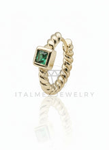 Arete de Lujo - 106718 - Huggie Trenzado CZ Verde - Oro Laminado 18K