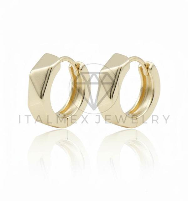 Arete de Lujo - 106722 - Huggie Formas Triangulares - Oro Laminado 18K