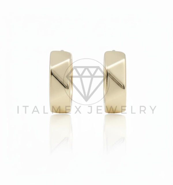 Arete de Lujo - 106722 - Huggie Formas Triangulares - Oro Laminado 18K