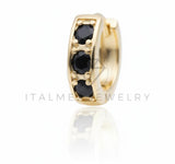 Arete de Lujo - 106723 - Huggie CZ Negra - Oro Laminado 18K