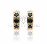 Arete de Lujo - 106723 - Huggie CZ Negra - Oro Laminado 18K