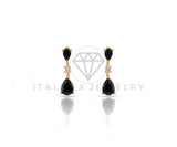 Arete de Lujo - 106724 - Arete CZ Negra y Clara - Oro Laminado 18K