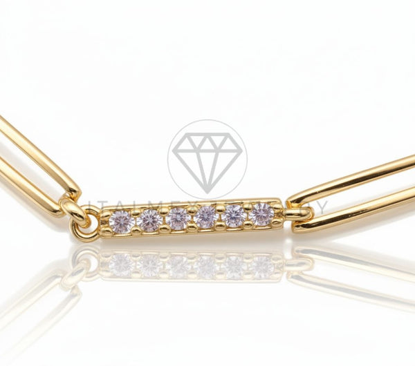 Pulsera de Lujo - 106568 - Pulsera Rectangular CZ Clara - Oro Laminado 18K