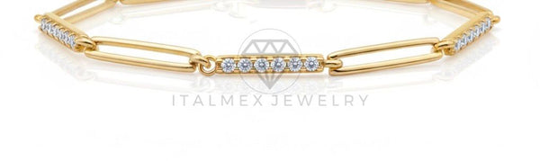 Pulsera de Lujo - 106568 - Pulsera Rectangular CZ Clara - Oro Laminado 18K