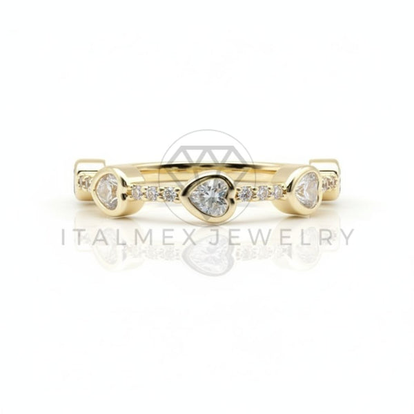 Anillo de Lujo - 106572 - Anillo Ajustable Corazones CZ Clara - Oro Laminado 18K