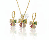 Juego de Lujo - 106577 - Juego Moño CZ Colores - Oro Laminado 18K