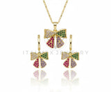 Juego de Lujo - 106577 - Juego Moño CZ Colores - Oro Laminado 18K
