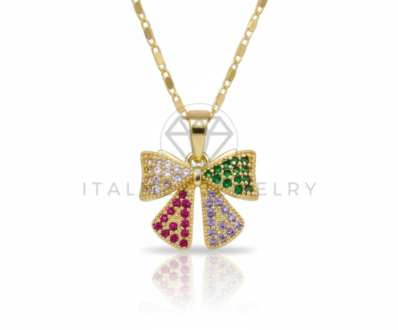 Juego de Lujo - 106577 - Juego Moño CZ Colores - Oro Laminado 18K