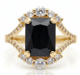 Anillo de Lujo - 106583 - Anillo Ajustable Piedra Negra CZ Clara - Oro Laminado 18K