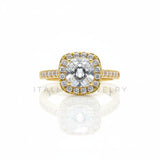 Anillo de Lujo - 106585 - Anillo Ajustable CZ Cuadrada Clara - Oro Laminado 18K