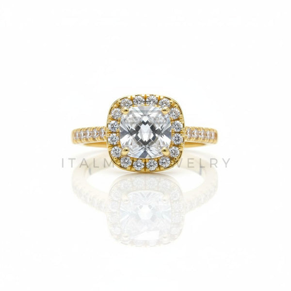 Anillo de Lujo - 106585 - Anillo Ajustable CZ Cuadrada Clara - Oro Laminado 18K