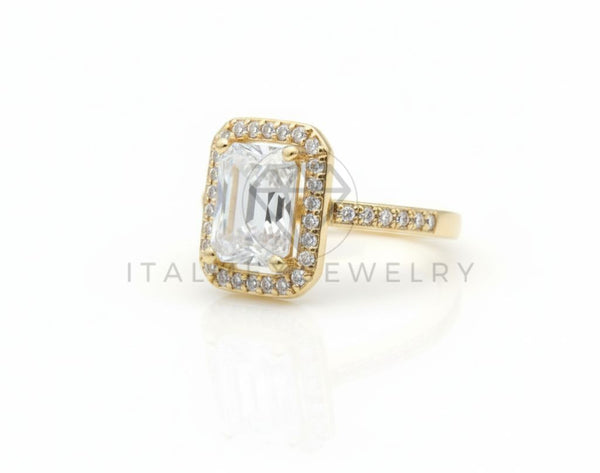 Anillo de Lujo - 106587 - Anillo Ajustable CZ Rectangular Clara - Oro Laminado 18K
