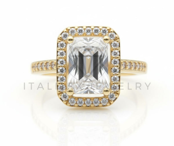 Anillo de Lujo - 106587 - Anillo Ajustable CZ Rectangular Clara - Oro Laminado 18K