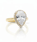 Anillo de Lujo - 106588 - Anillo Ajustable de Gota CZ Clara - Oro Laminado 18K