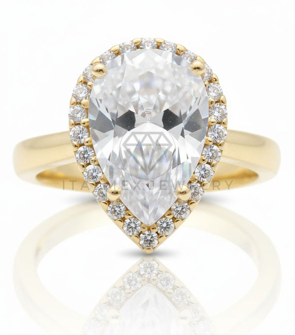 Anillo de Lujo - 106588 - Anillo Ajustable de Gota CZ Clara - Oro Laminado 18K