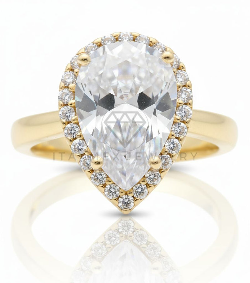 Anillo de Lujo - 106588 - Anillo Ajustable de Gota CZ Clara - Oro Laminado 18K